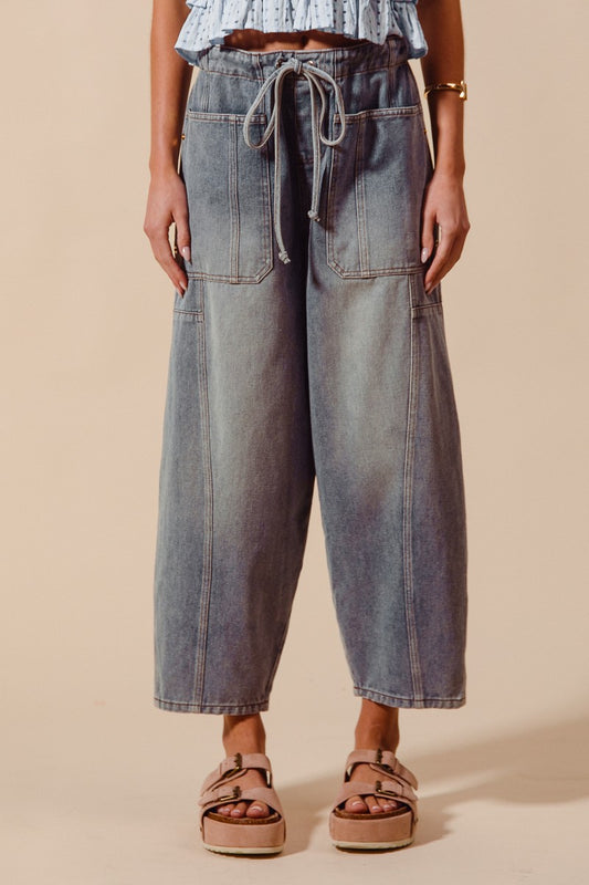 Mid Rise Wide Leg Denim Jeans