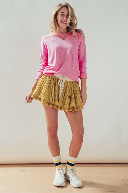 Soft Viscose Blend Crewneck Knit Pullover