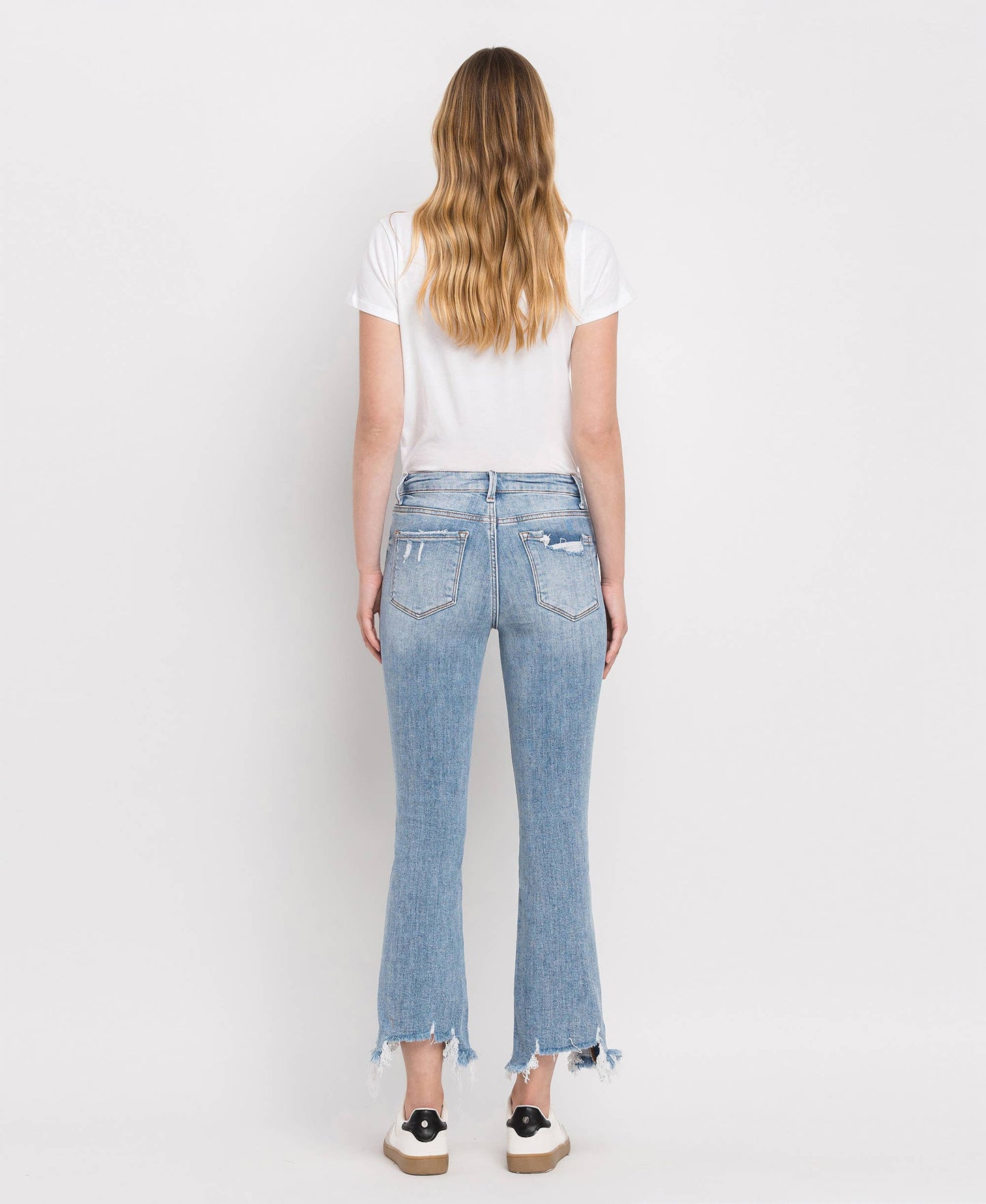 HIGH RISE LIGHT WASH CROP FLARE JEANS LV1003