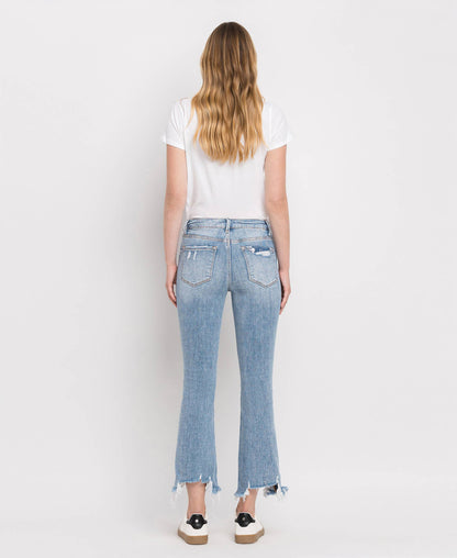 HIGH RISE LIGHT WASH CROP FLARE JEANS LV1003