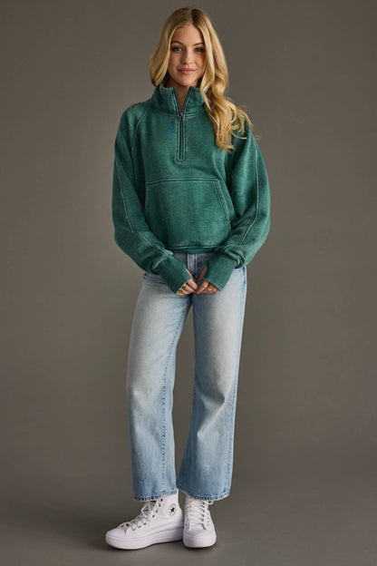 Dk Green Quarter Zip Sweatshirt