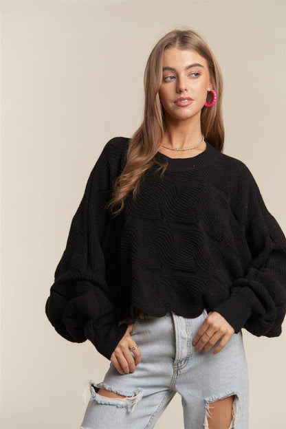 CESW3443 - SCALLOP LOOSE FIT SWEATER