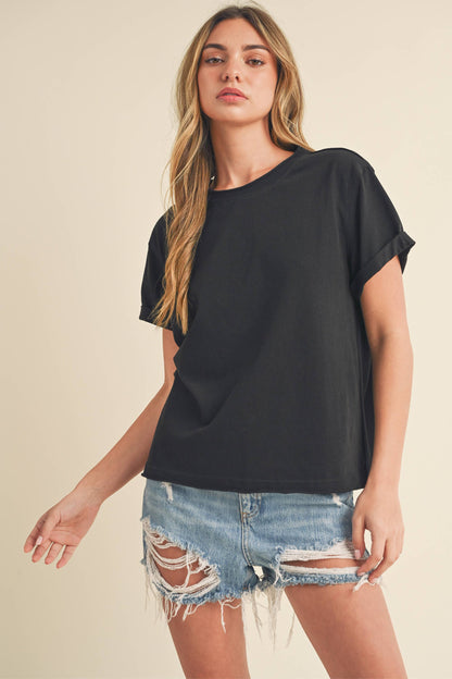 8314DN Mali Baby Tee Short Sleeve Top: White / Contemporary / S