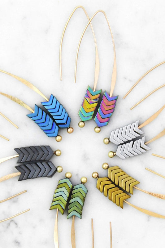 Boho Chevron Stone Earrings