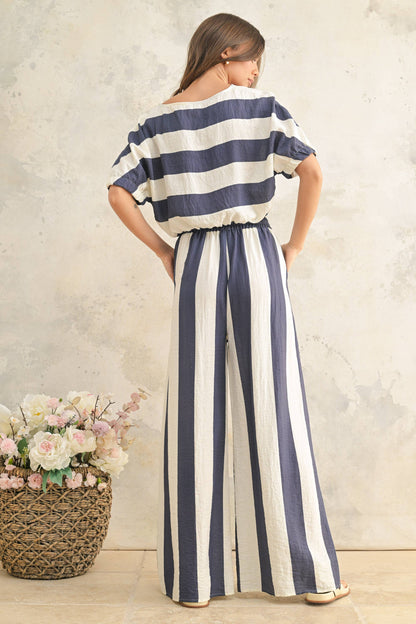T4525ST   WIDE STRIPE BOAT NECK TOP