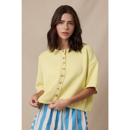 BUTTON-UP SWEATER KNIT TOP