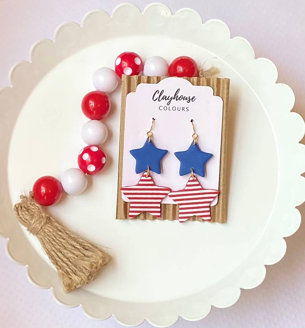 Red, White & Blue Clay Earrings 