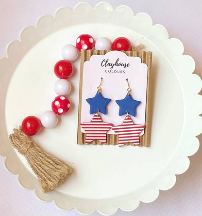 Red, White & Blue Clay Earrings 