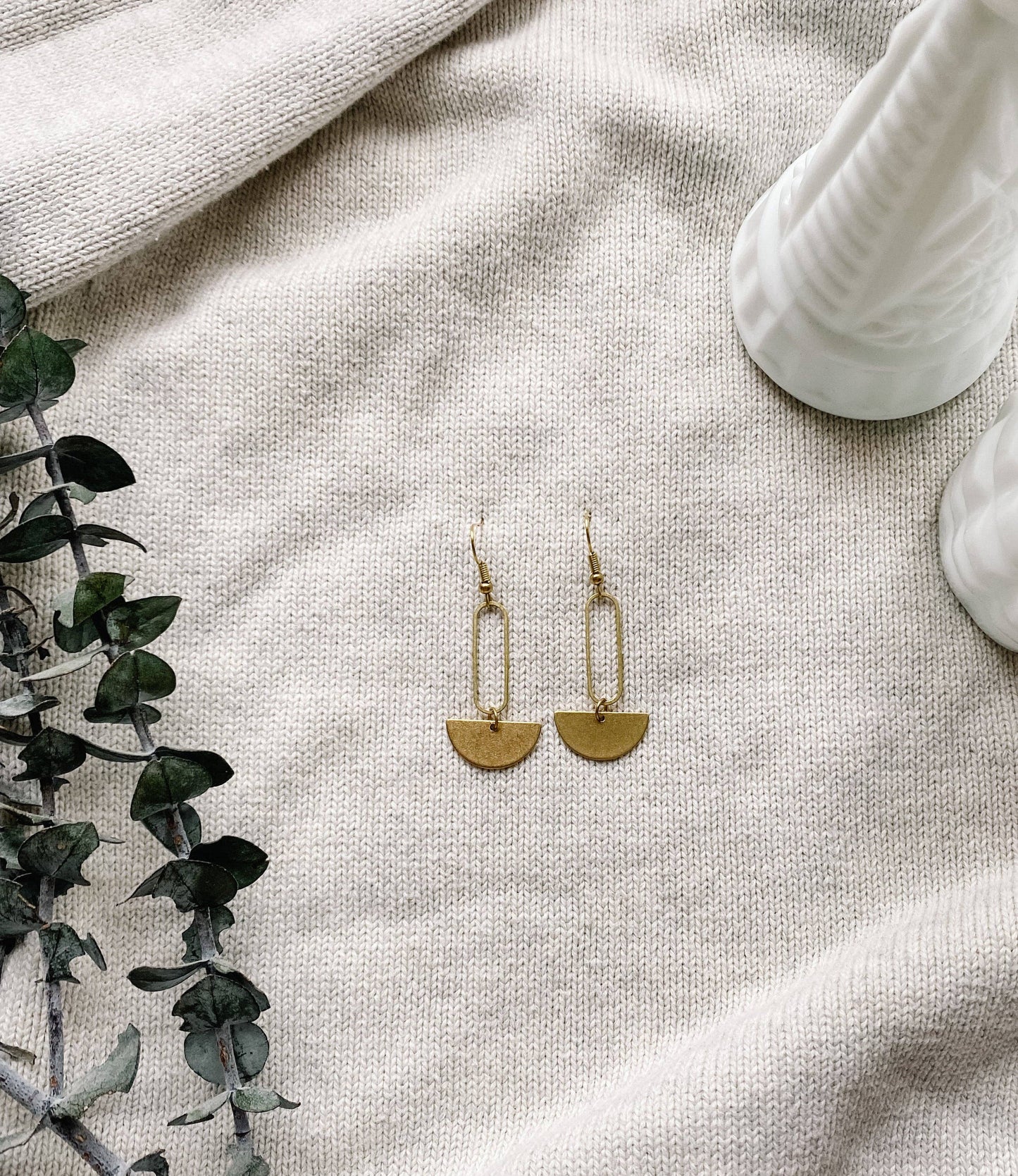 Brass Mini Oval Earrings