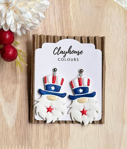 Red, White & Blue Clay Earrings  