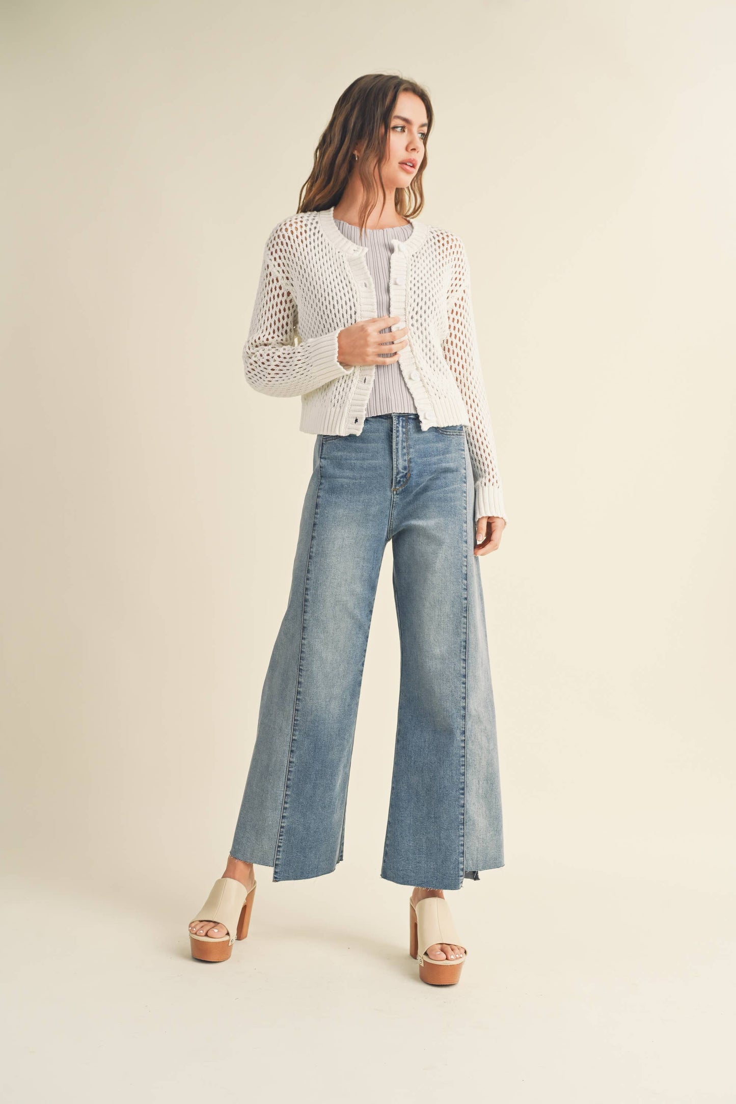 J2844  CROCHET KNITTED BUTTONDOWN CARDIGAN