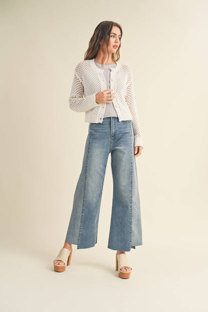 J2844  CROCHET KNITTED BUTTONDOWN CARDIGAN