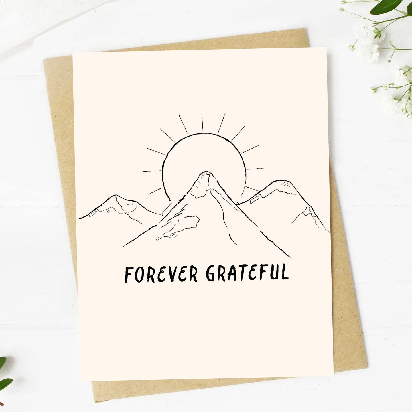 "Forever grateful" Mountain Sunshine Thank You Card