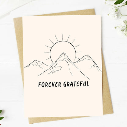 "Forever grateful" Mountain Sunshine Thank You Card