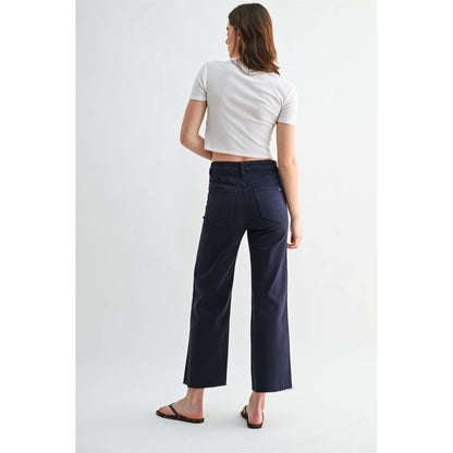 HIGH RISE WIDE LEG CROP RAW HEM