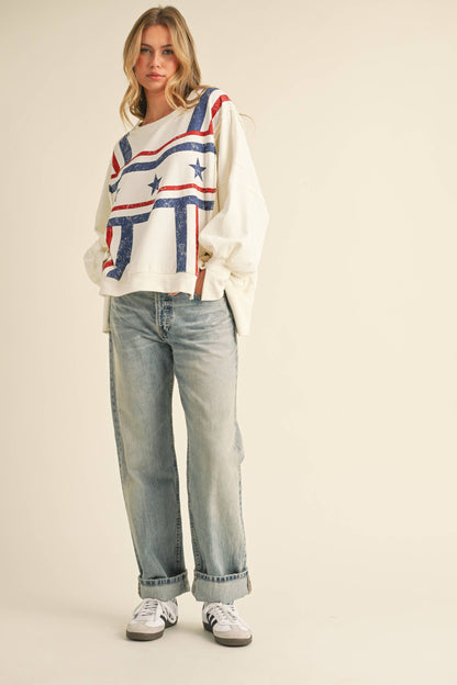 USA STAR GRAPHIC RELAXED FIT SWEATSHIRT