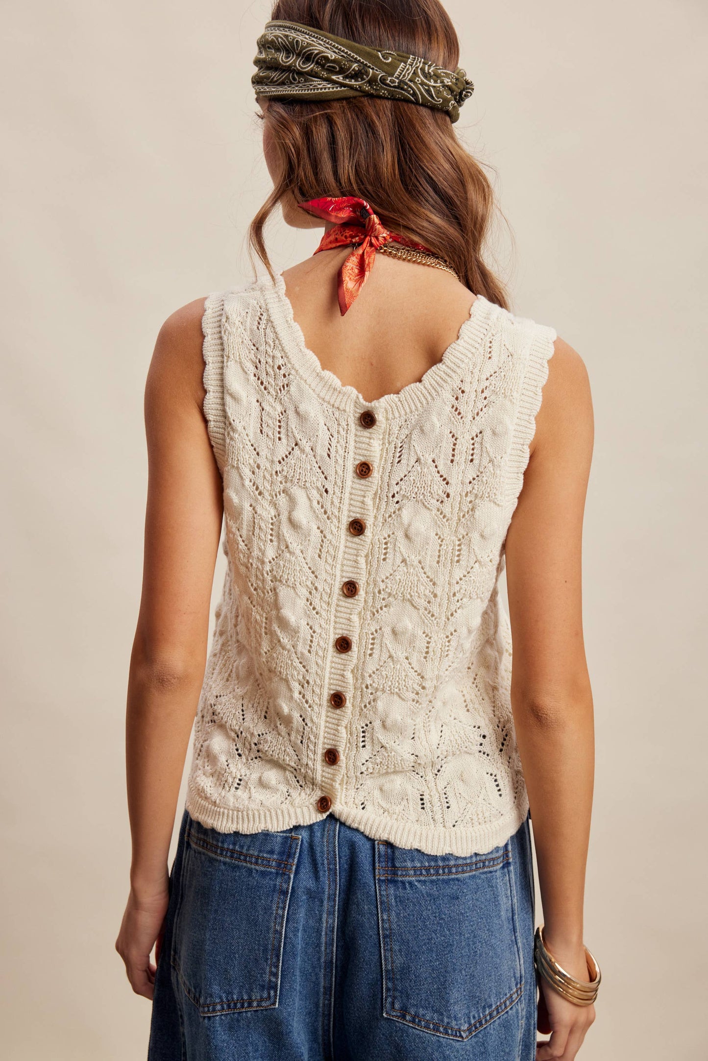 Reversible Pointelle Knit Vest Top LSW1049