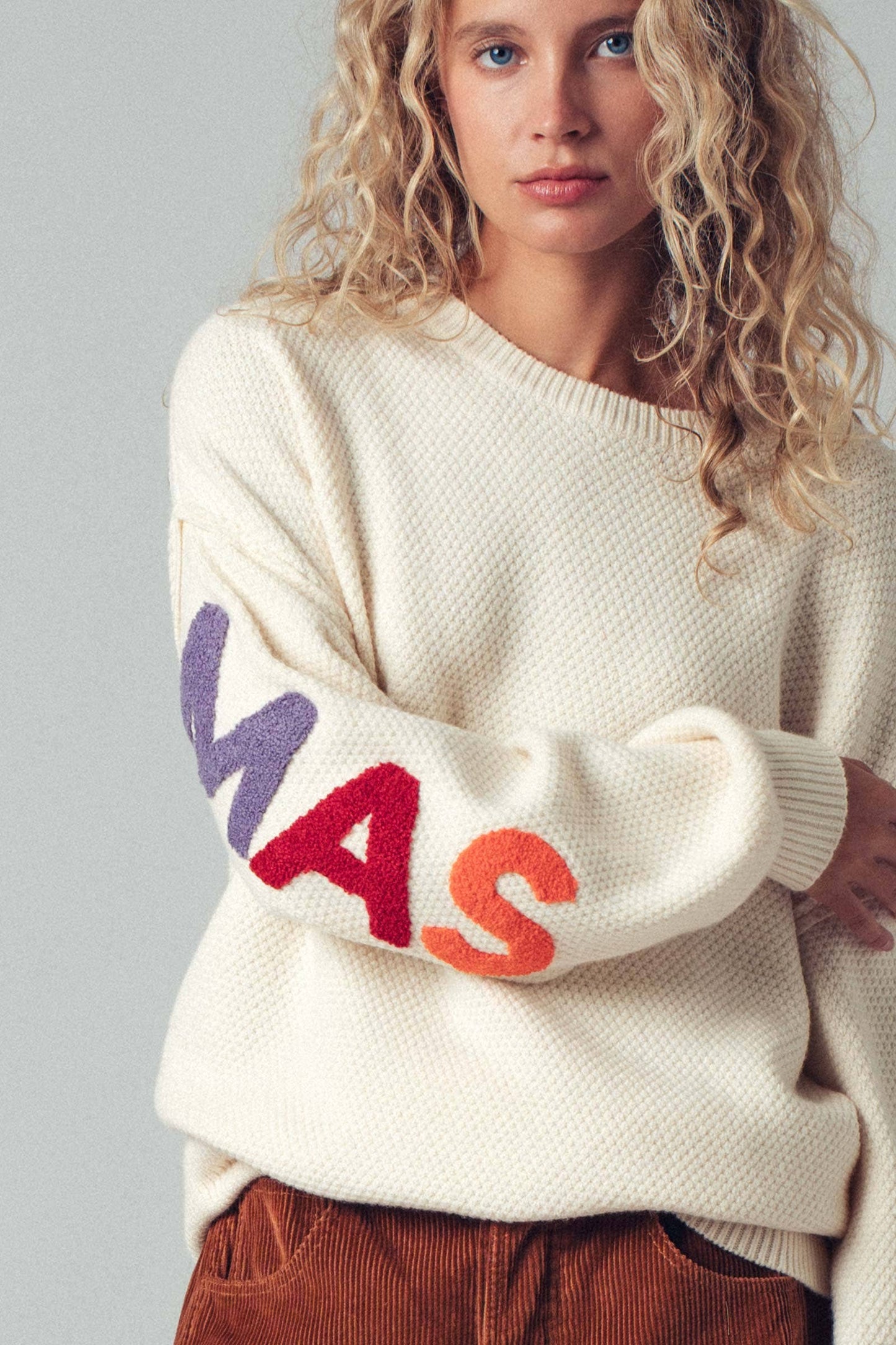 Rainbow Lettering Christmas Knit Sweater