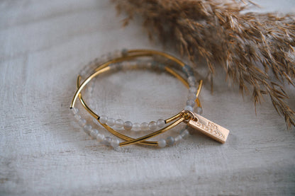 Gemstone and Gold Plated Triple Wrap Bracelets Holiday Gift