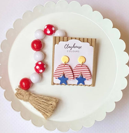 Red, White & Blue Clay Earrings 