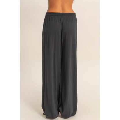 High Waist Drawstring Wide Leg Pants