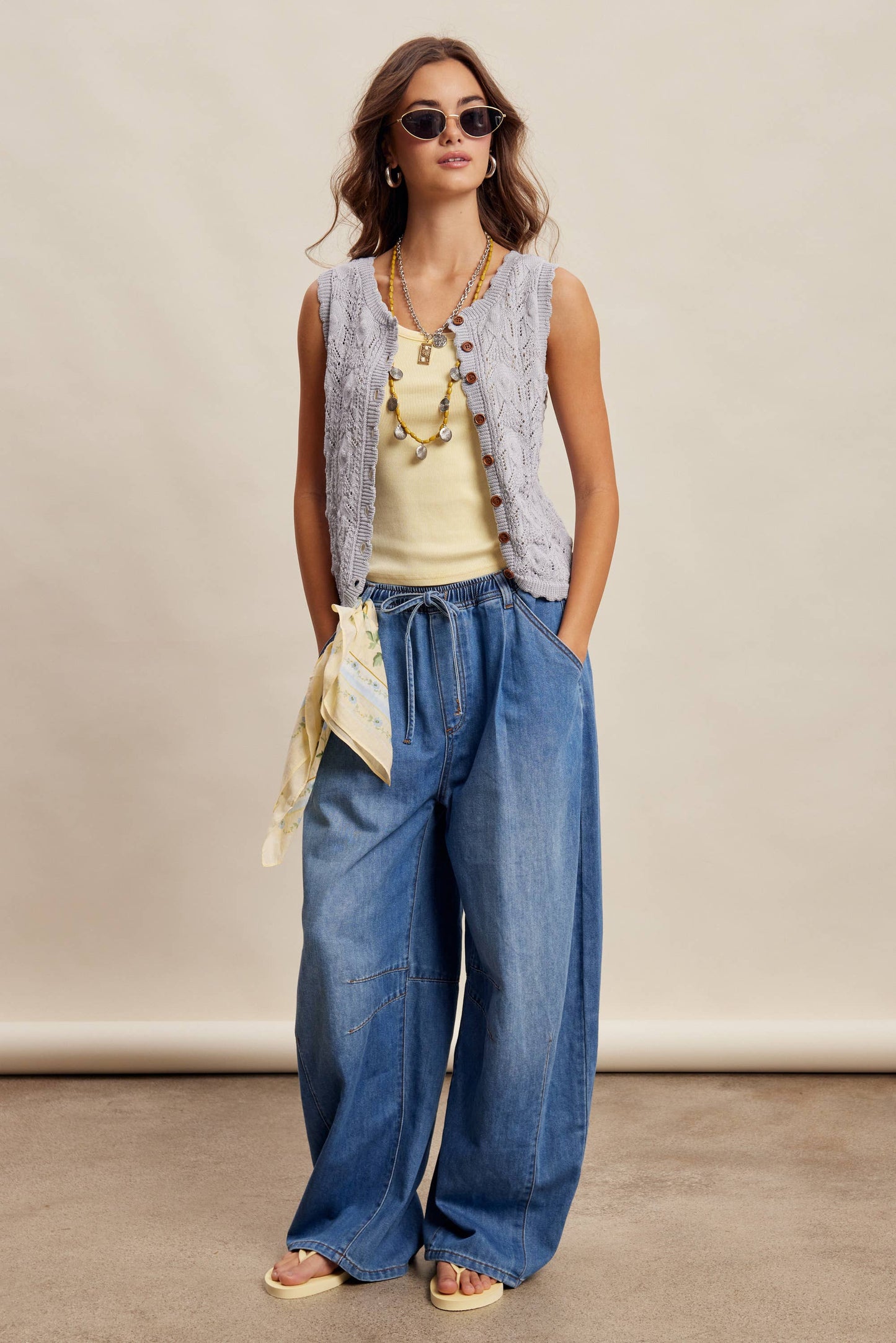 Reversible Pointelle Knit Vest Top LSW1049