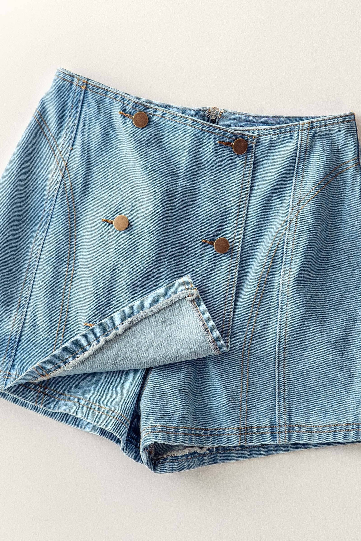 Retro Button Front High Waisted Denim Skort