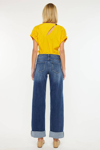 OPEN PACK HIGH RISE WIDE LEG JEANS-KC20083M