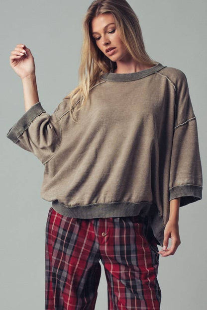 Oversized Seam Detail Pullover Top