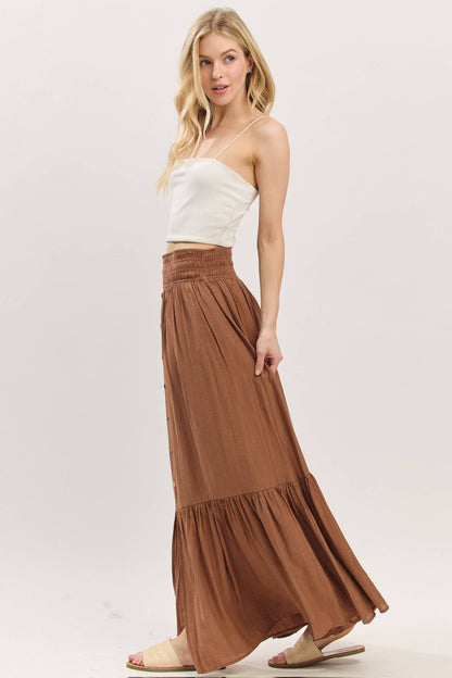 Tiered Center Slit Maxi Skirt - VS3399A