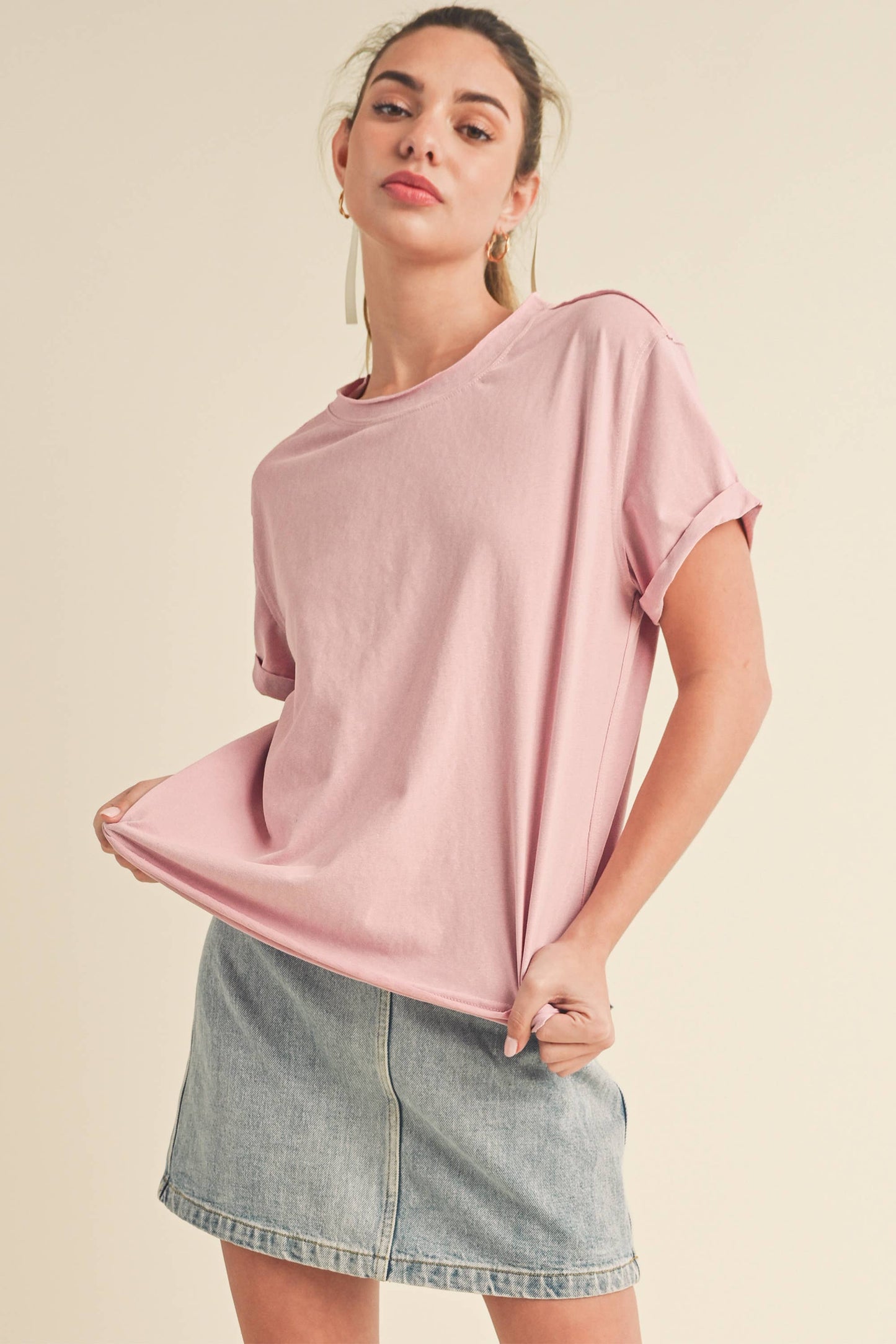 8314DN Mali Baby Tee Short Sleeve Top: White / Contemporary / S