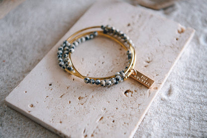 Gemstone and Gold Plated Triple Wrap Bracelets Holiday Gift