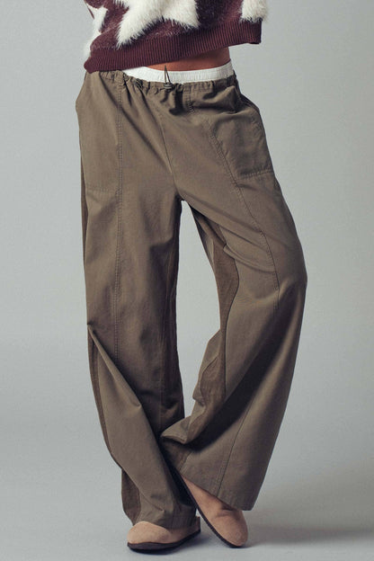 Drawstring Waist Wide-Leg Relaxed Pants