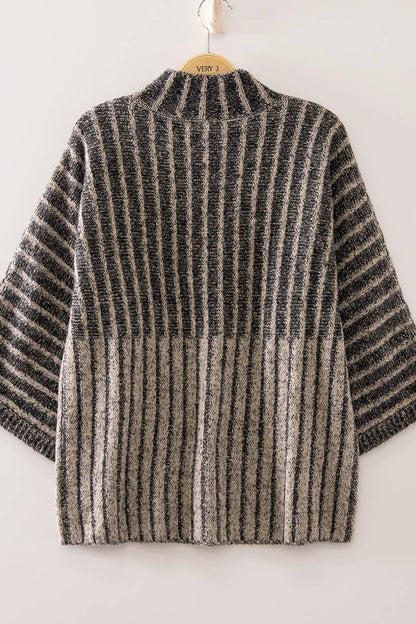 12W3673N-Ribbed Knit Mock Neck Sweater