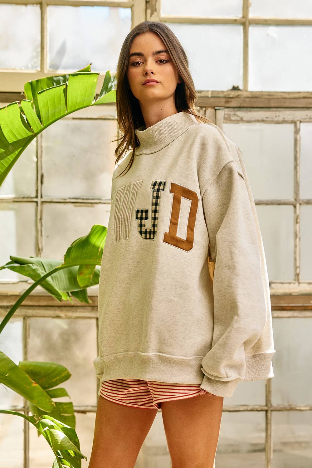 WWJD Embroidered Mock-neck Sweatshirt