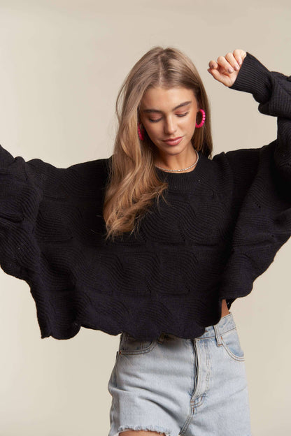 CESW3443 - SCALLOP LOOSE FIT SWEATER
