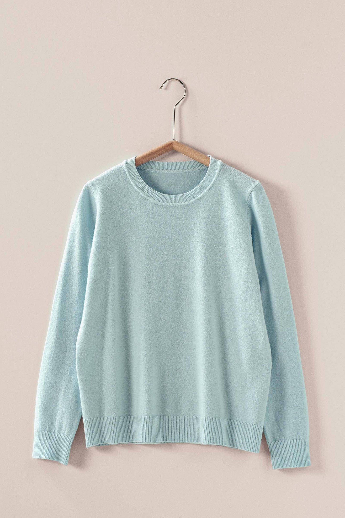 Soft Viscose Blend Crewneck Knit Pullover