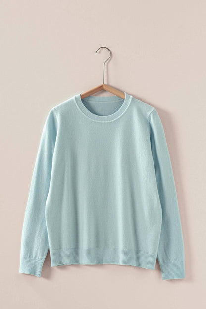 Soft Viscose Blend Crewneck Knit Pullover