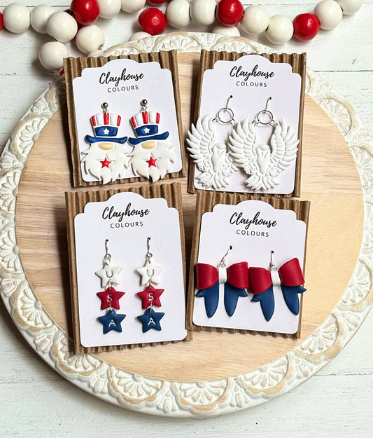 Red, White & Blue Clay Earrings  