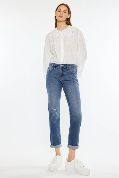 OPEN PACK MID RISE SLIM BOYFRIEND FIT JEANS-KC20055D