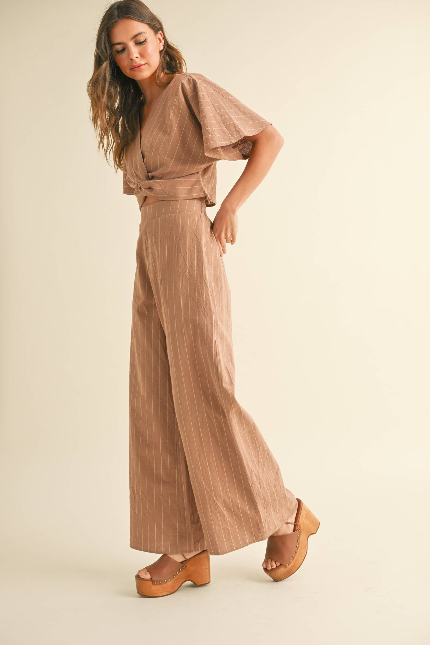 P4277ST   STRIPE PATTERN PANTS WITH ELASTIC WAIST
