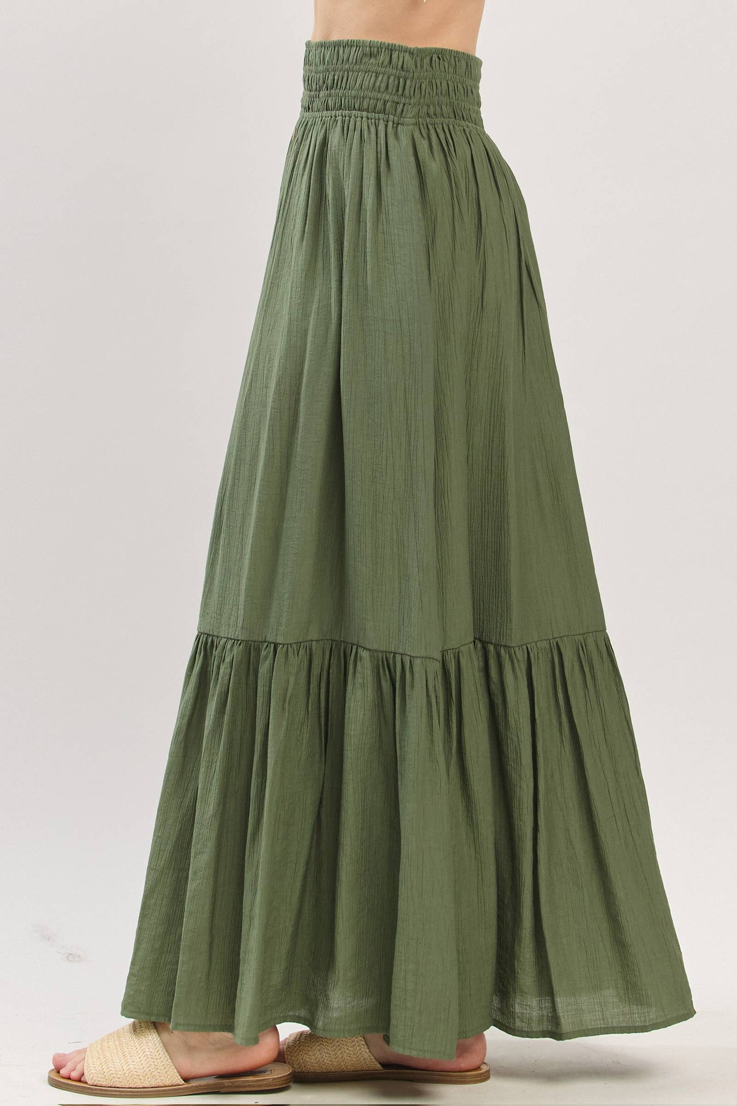 Tiered Center Slit Maxi Skirt - VS3399A