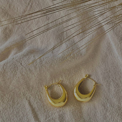 U Shaped Hoop Earrings 18k gold plated over SS waterproof