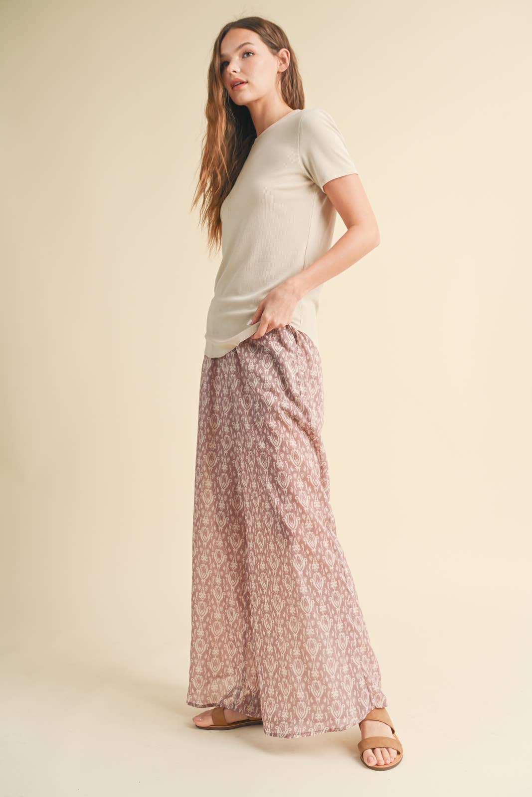 RIBBED KNIT BASIC T-SHIRT / WL18-1714