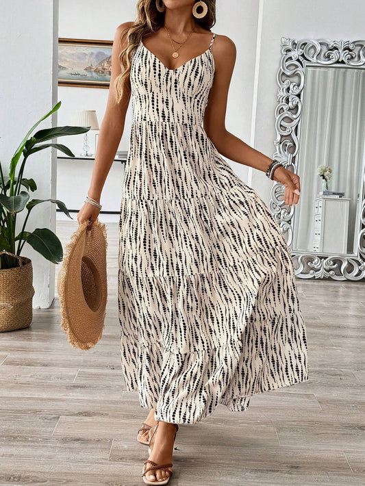 Sleeveless Irregular Striped Design Dress