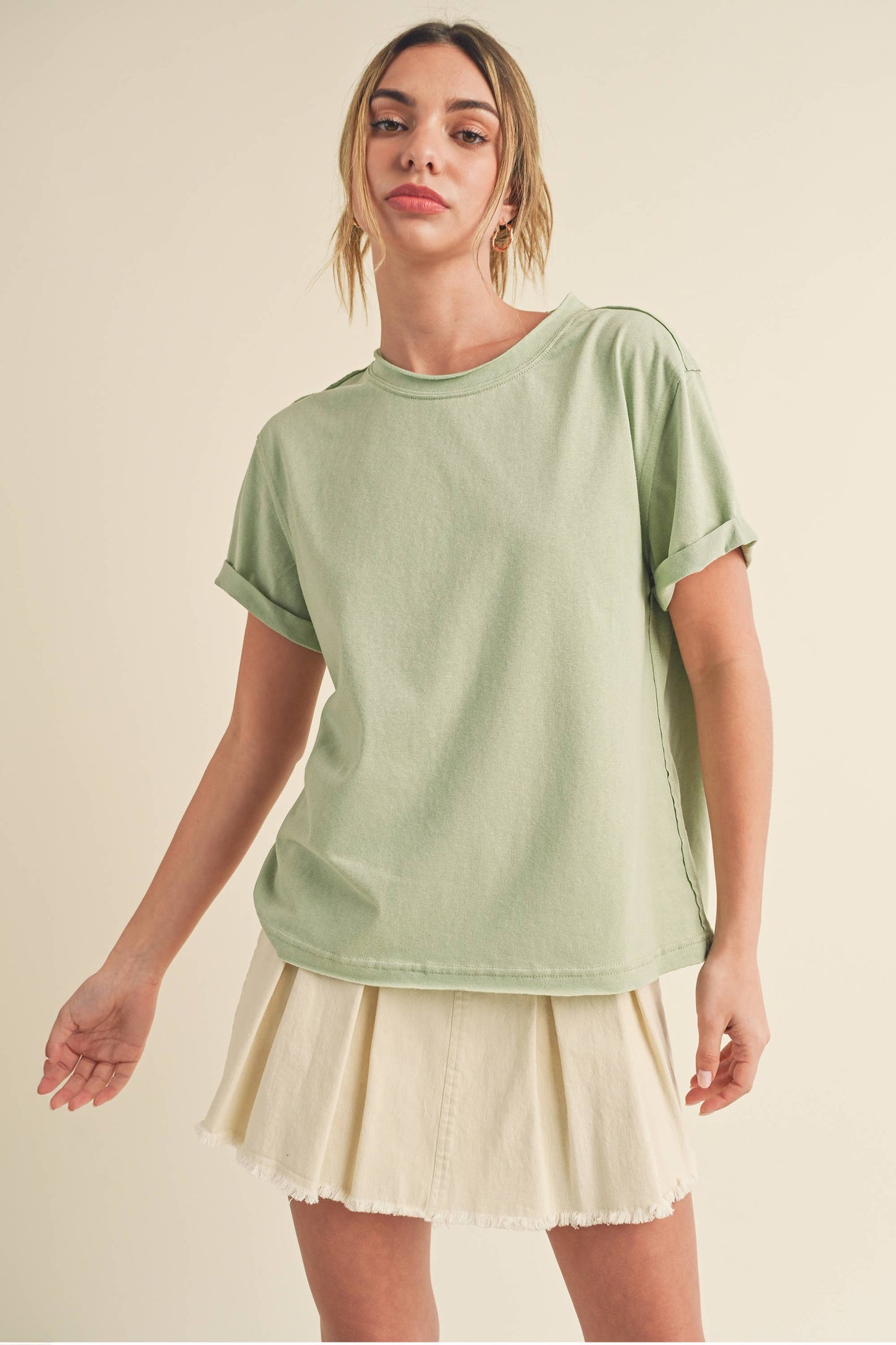 8314DN Mali Baby Tee Short Sleeve Top: White / Contemporary / S