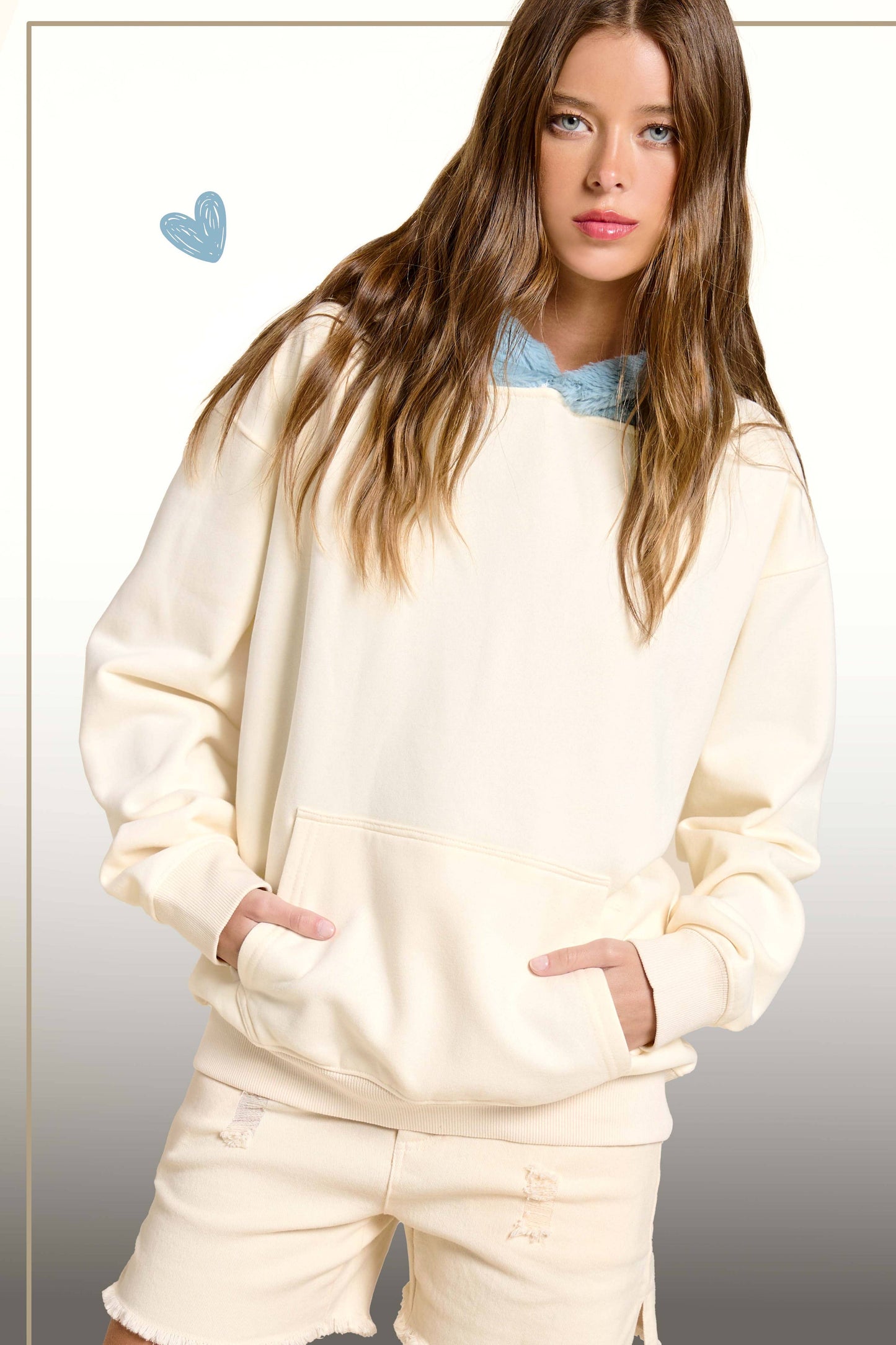 MDT7717-Cozy Fur Hooded Unisex Pullover Sweatshirt
