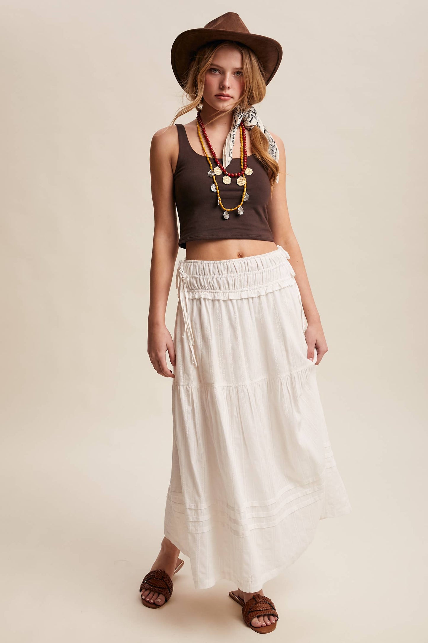 Textured Cotton Maxi Skirt