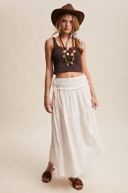 Textured Cotton Maxi Skirt