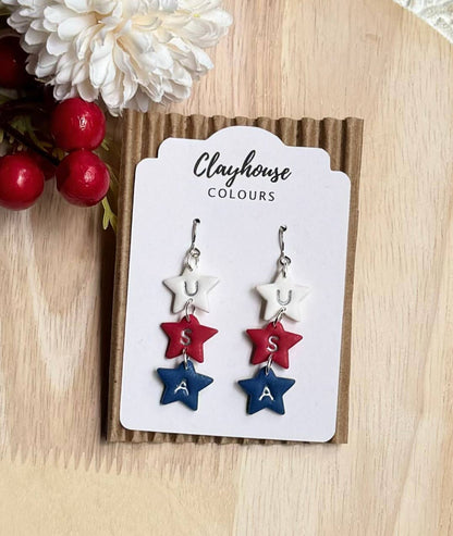 Red, White & Blue Clay Earrings  
